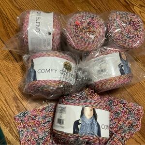 5.5 Skeins Lion Brand Comfy Cotton Multicolor Yarn